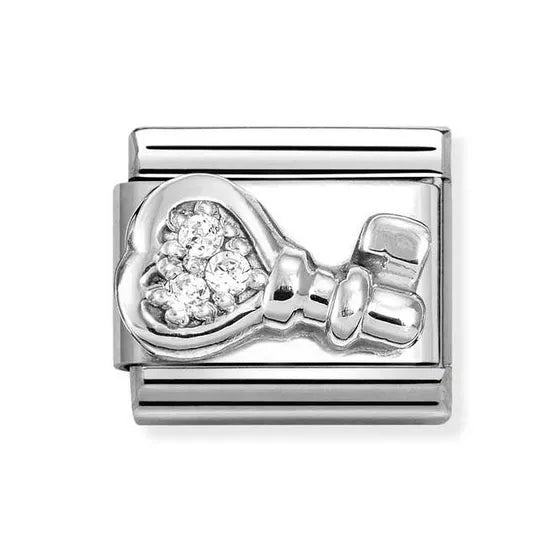 Nomination Classic Silver Cubic Zirconia Heart Key Charm 330304/48