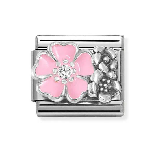 Nomination Classic Silver Pink Flower With Flowers 330325/02