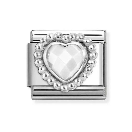 Nomination Classic Silver Faceted White Opal Heart 330605/016