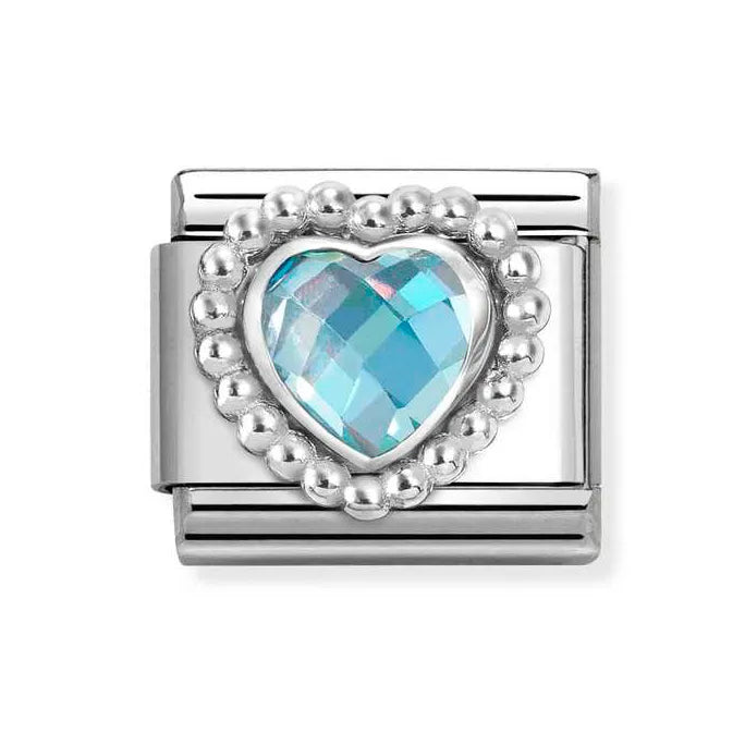Nomination Classic Silver Faceted Light Blue Cubic Zirconia Heart 330606/006