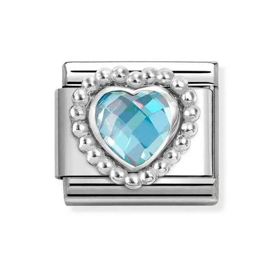 Nomination Classic Silver Faceted Light Blue Cubic Zirconia Heart 330606/006