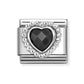Nomination Classic Silver Faceted Black Cubic Zirconia Heart Charm 330606/011