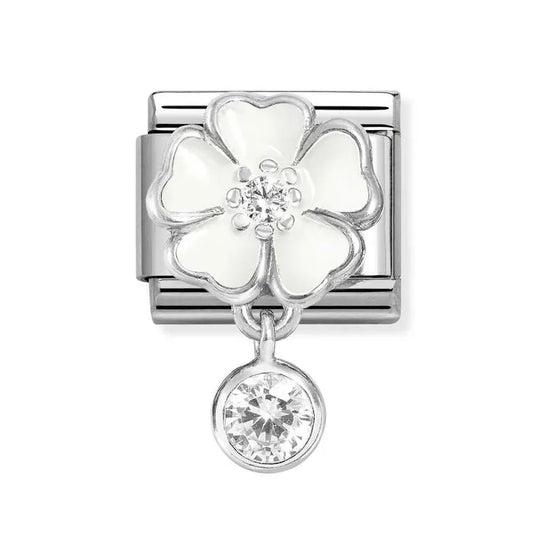 Nomination Classic Silver White Flower With Cubic Zirconia Drop 331814/06