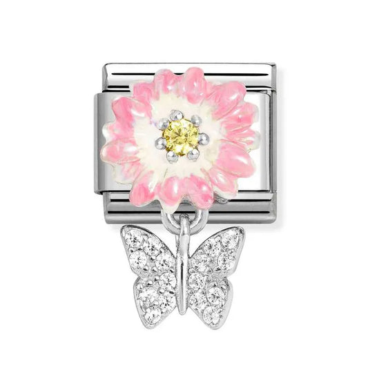 Nomination Classic Silver Pink Daisy With Cubic Zirconia Butterfly 331814/08