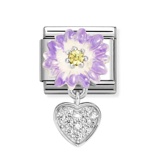 Nomination Classic Silver Lilac Daisy With Cubic Zirconia Heart 331814/10