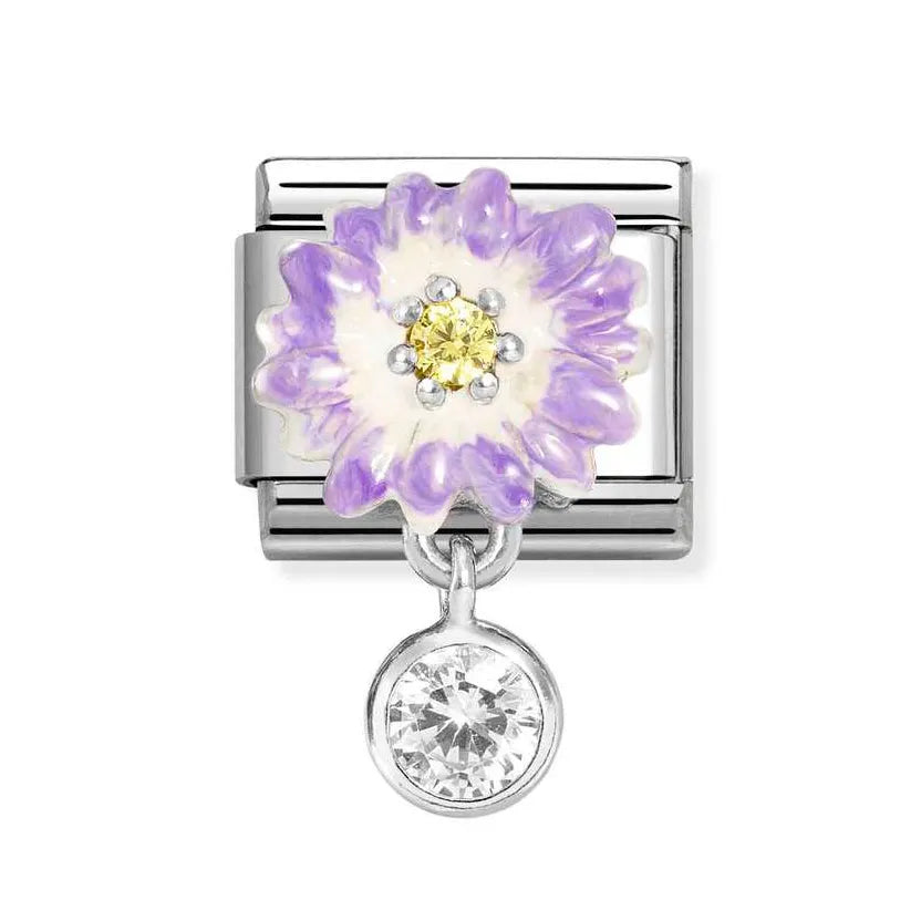 Nomination Classic Silver Lilac Daisy With Cubic Zirconia Drop 331814/12