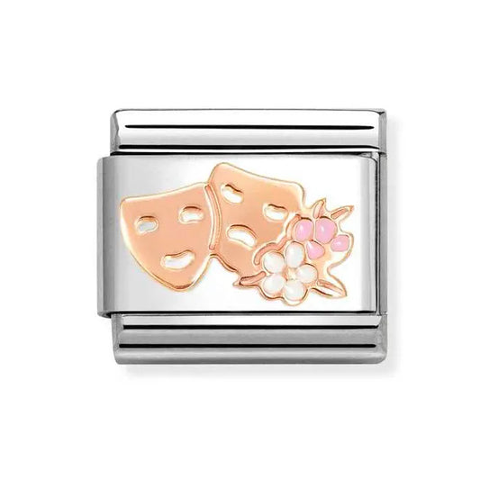 Nomination Classic Rose Gold Theatre Masks With Flowers 430202/32