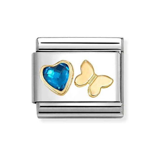 Nomination Composable Classic Blue Cubic Zirconia Heart Butterfly 030613/16