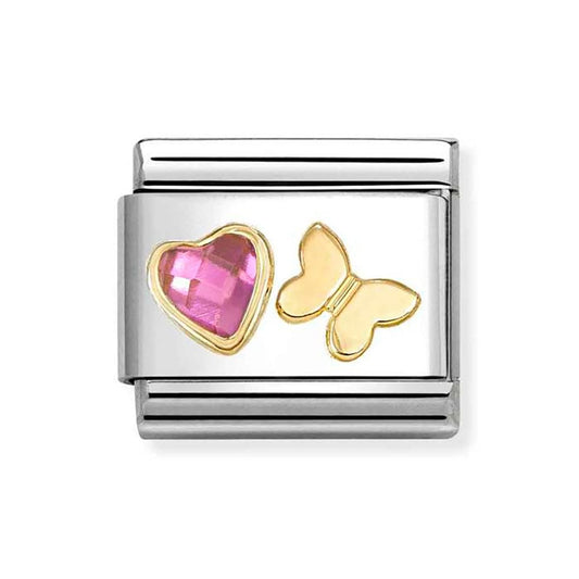 Nomination Composable Classic Pink Cubic Zirconia Heart Butterfly 030613/14