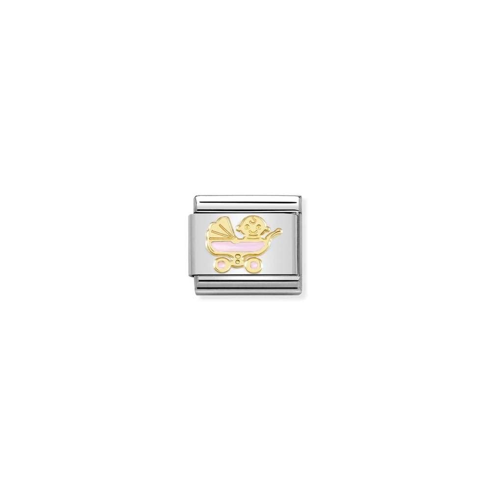 Nomination Classic Gold New Pink Baby Pram Charm 030272/60