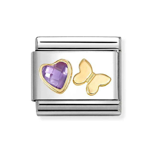 Nomination Composable Classic Purple Cubic Zirconia Heart Butterfly 030613/13