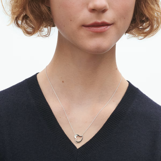 Georg Jensen Sterling Silver Love Leaf Heart Necklace