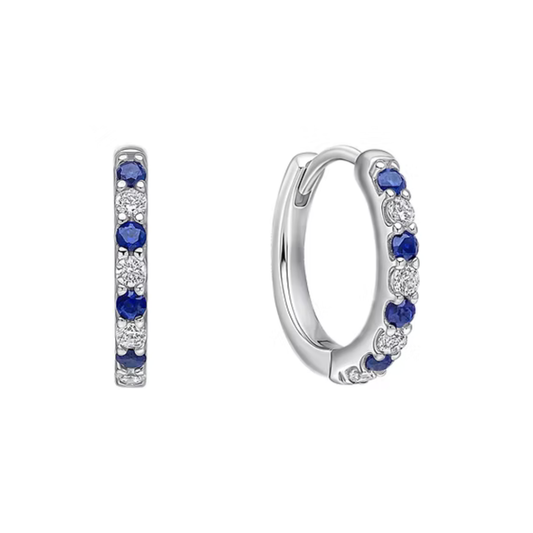 Diamonfire Blue and White Cubic Zirconia Hoop Earrings