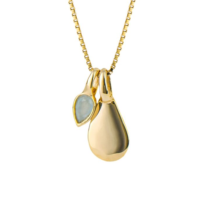 Gold Plated Aquamarine March Birthstone Necklace