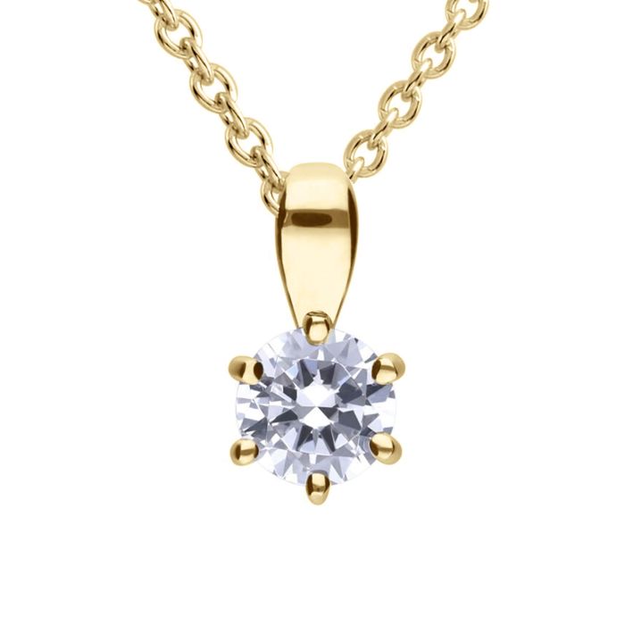 Diamonfire Yellow Gold Plated 0.50ct Cubic Zirconia 6 Claw Necklace
