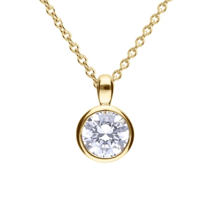 Diamonfire Yellow Gold Plated 1ct Cubic Zirconia Bezel Necklace