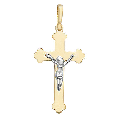 9ct Yellow Gold Two Colour Crucifix