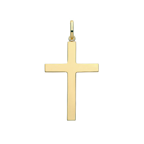 9ct Yellow Gold Plain Semi Solid Cross