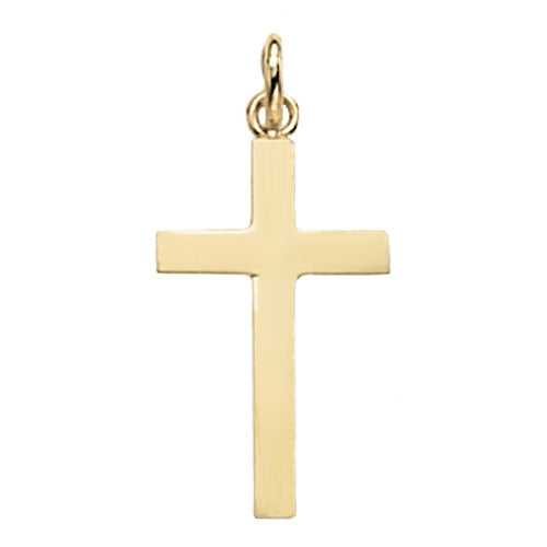 9ct Yellow Gold Solid Flat Plain Cross