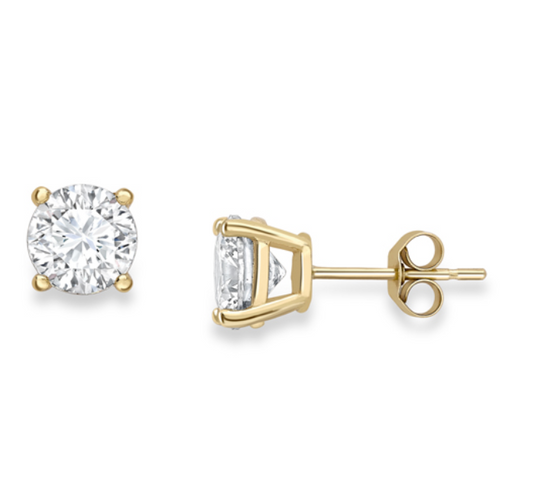 9ct Yellow Gold 5mm Cubic Zirconia 4 Claw Stud Earrings