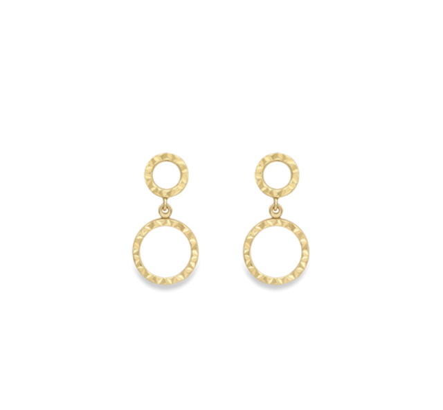 9ct Yellow Gold Diamond Cut Drop Earrings