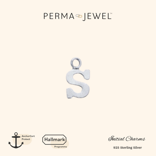Permanent Sterling Silver Initial S Charm for Perma Bracelet