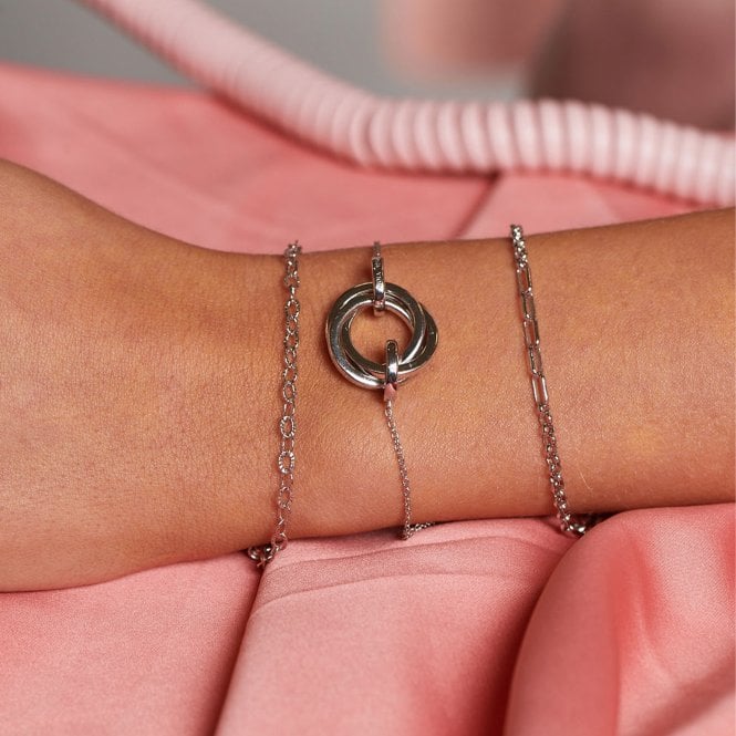 Hot Diamonds Sterling Silver Trio Toggle Slider Bracelet