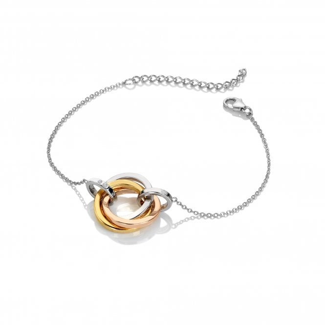 Hot Diamonds Sterling Silver Tricolour Trio Toggle Slider Bracelet