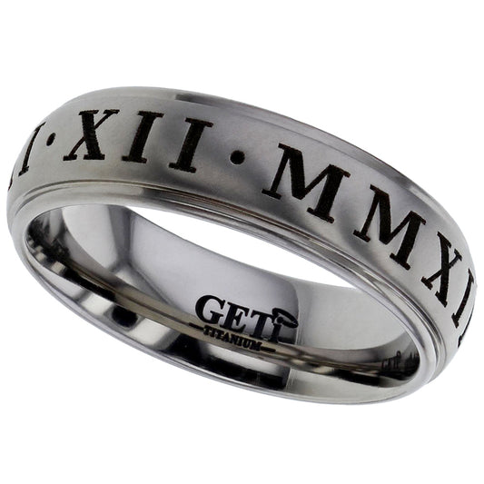 Geti Titanium Any Roman Numeral Date Ring