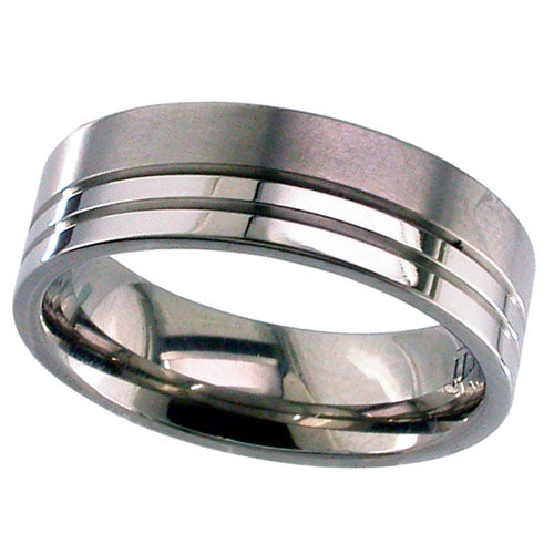 Geti Titanium Half Polished Half Satin Finish Ring