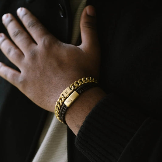 Steel & Barnett Cuban Link Chain Bracelet In Plated 18ct Gold Small