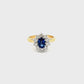 18ct Yellow Gold Oval Sapphire and Diamond Cluster Ring