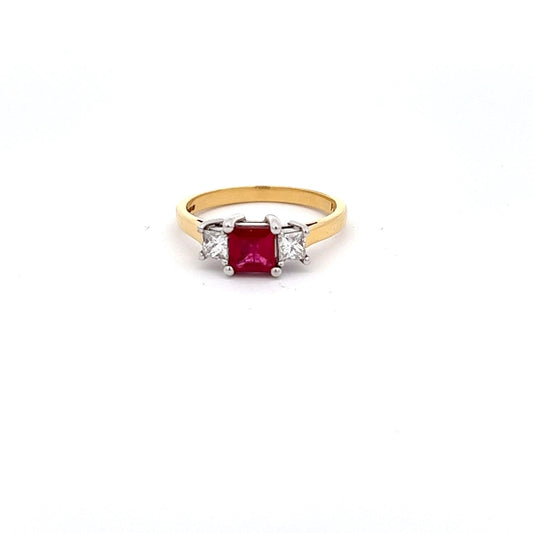 18ct Yellow Gold Ruby and Diamond Ring