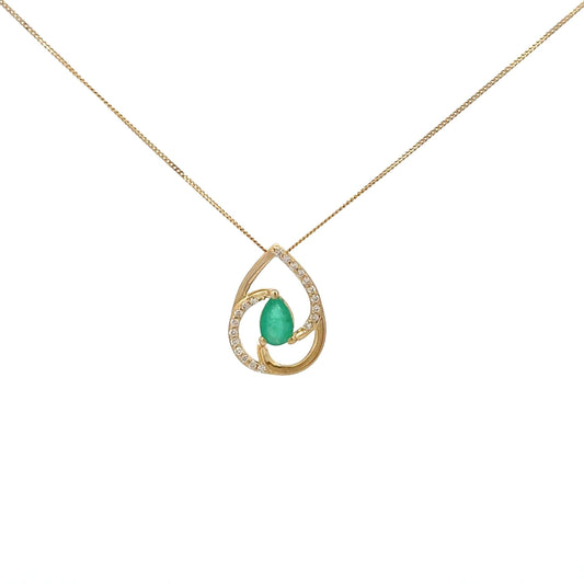 9ct Yellow Gold Emerald and Diamond Necklace - Judith Hart Jewellers