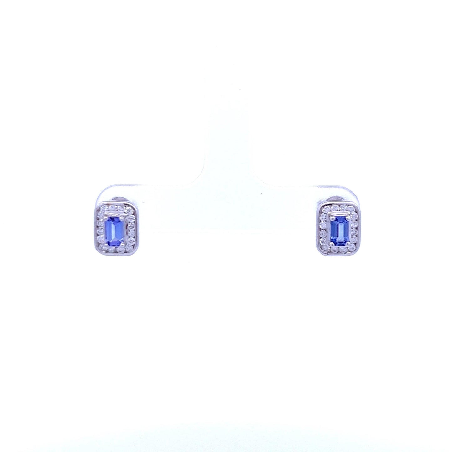 9ct White Gold Tanzanite and Diamond Earrings - Judith Hart Jewellers