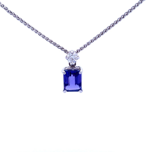 18ct White Gold Tanzanite and Diamond Necklace - Judith Hart Jewellers