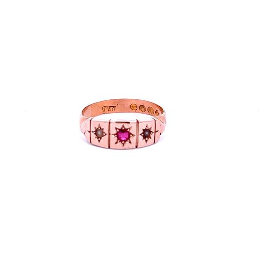 Pre Owned Ruby and Seed Pearl Ring - Judith Hart Jewellers