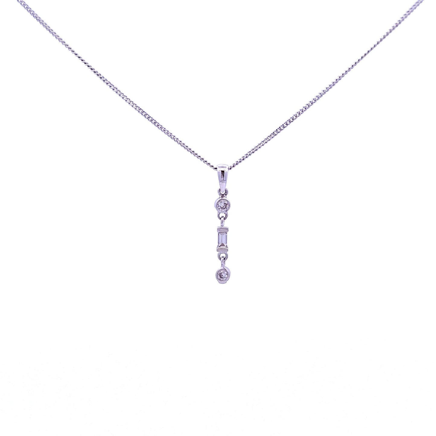 18ct White Gold Diamond Pendant and Chain - Judith Hart Jewellers