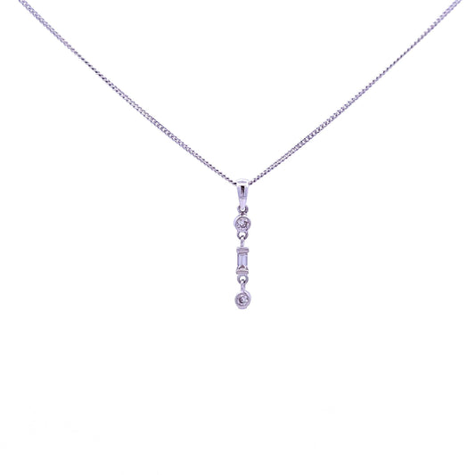 18ct White Gold Diamond Pendant and Chain - Judith Hart Jewellers