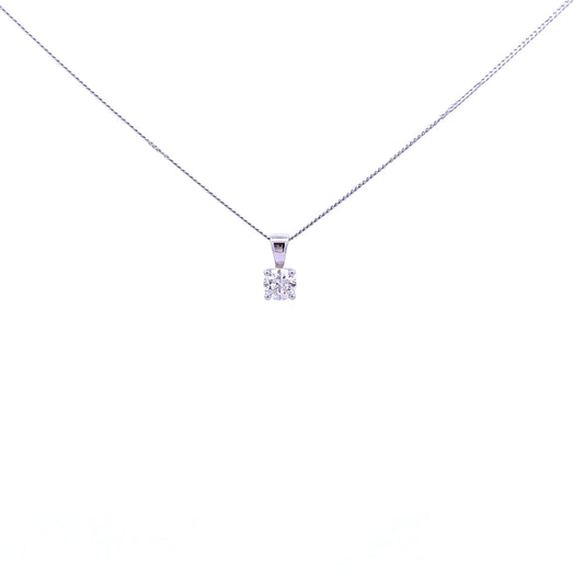 18ct White Gold Brilliant Cut Diamond Pendant and Chain - Judith Hart Jewellers