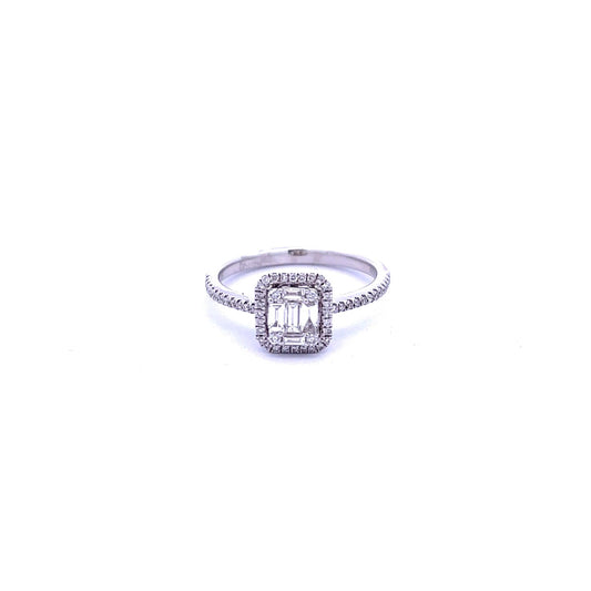 Platinum Emerald Cut Cluster Halo Ring - Judith Hart Jewellers