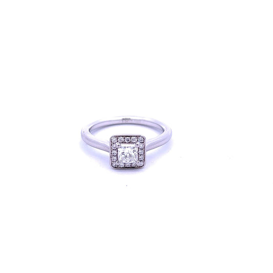 Platinum Princess Cut Diamond Halo Ring