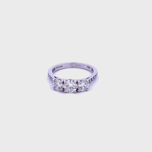 Platinum Three Stone 0.94ct Diamond Ring