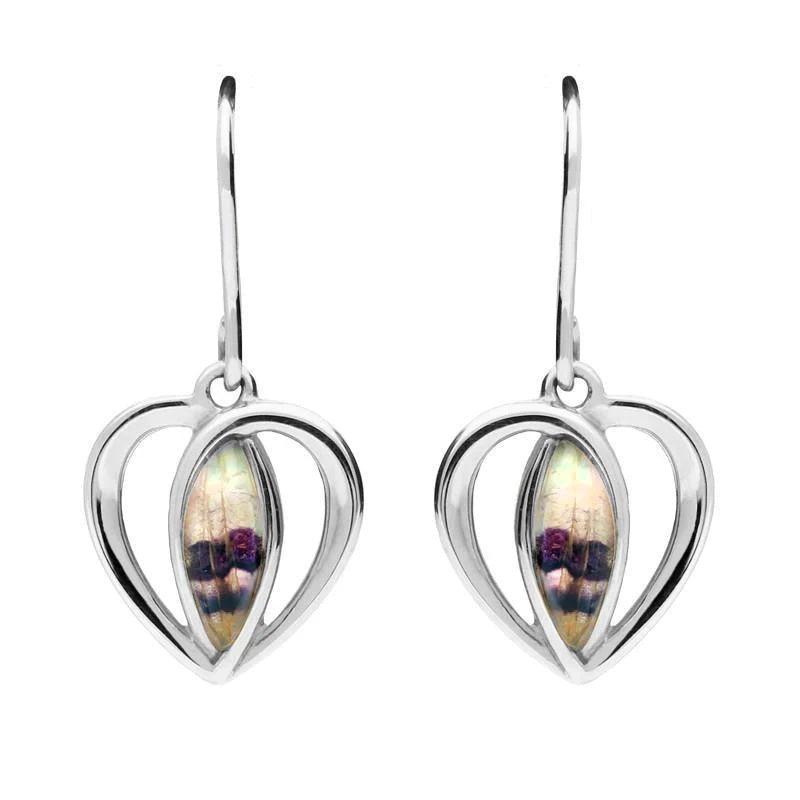 Derbyshire Blue John Open Heart Earrings - Judith Hart Jewellers