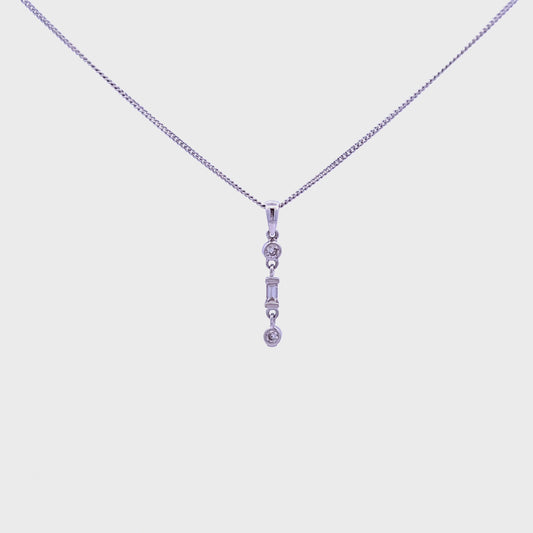 18ct White Gold Diamond Pendant and Chain