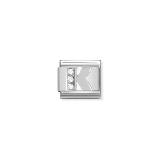 Nomination Silver CZ Letter K Initial Charm - Judith Hart Jewellers