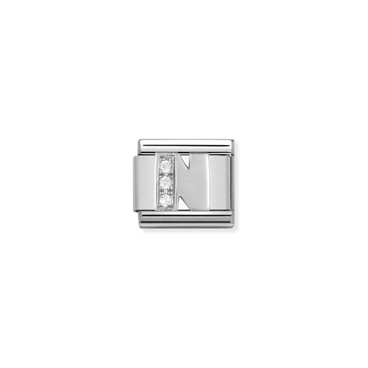 Nomination Silver CZ Letter N Initial Charm - Judith Hart Jewellers
