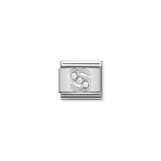 Nomination Silver CZ Letter S Initial Charm - Judith Hart Jewellers