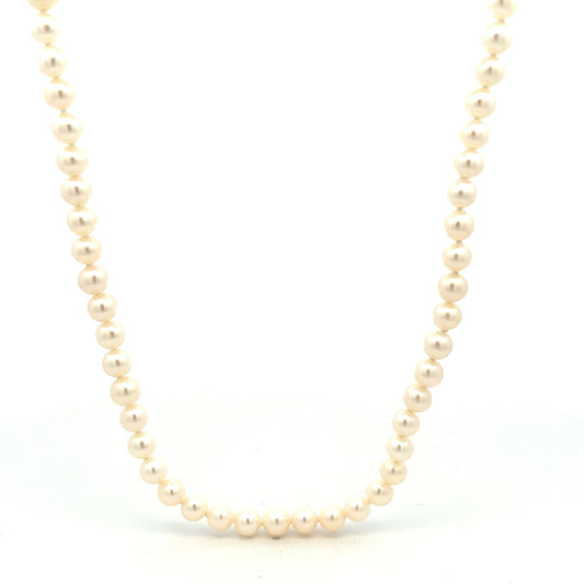 14ct Yellow Gold Freshwater Cultured Pearl Row Necklace 18"