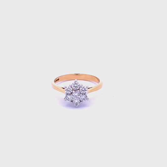 18ct Yellow Gold 0.50ct Diamond Flower Cluster Ring